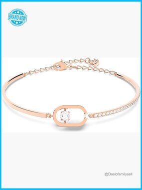 Crystal Bangle Bracelet Rose Gold Tone Elegant Minimalist Everyday Sparkling
